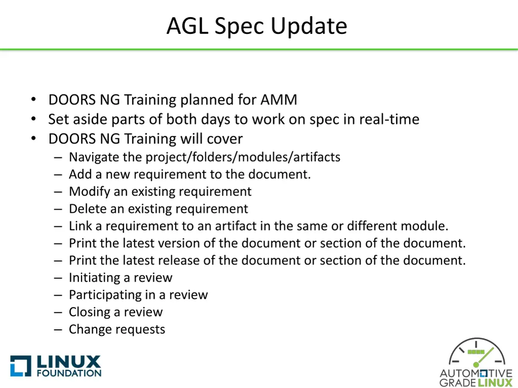 agl spec update 1