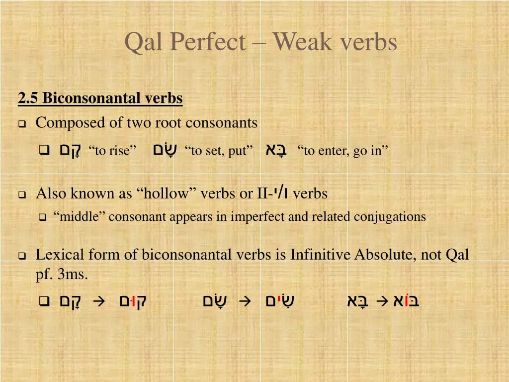qal perfect weak verbs 6