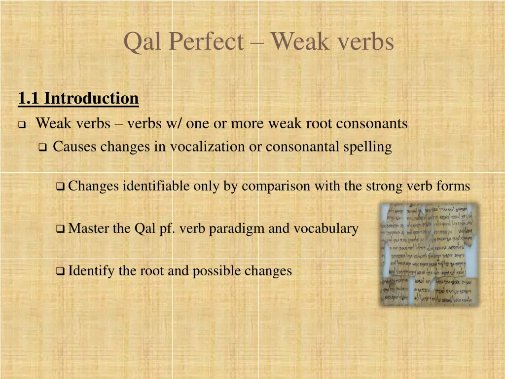 qal perfect weak verbs