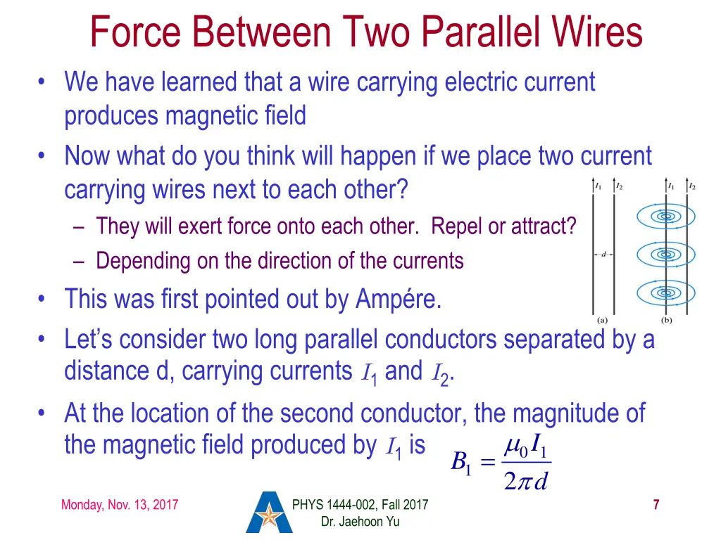 force between two parallel wires