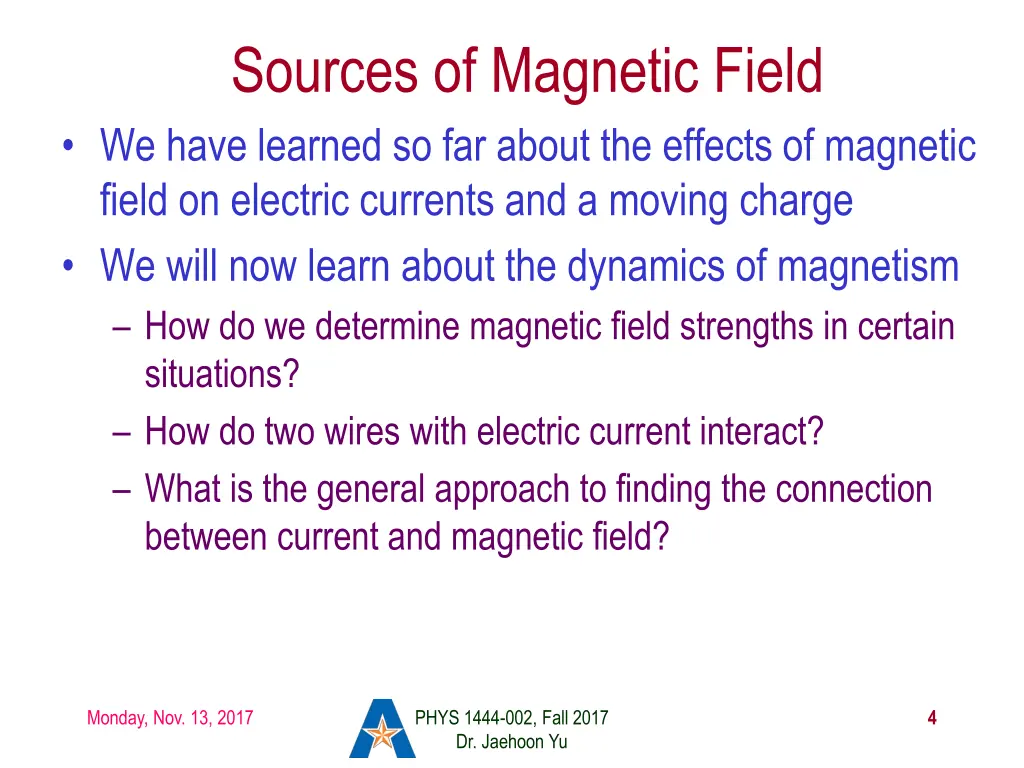 sources of magnetic field we have learned