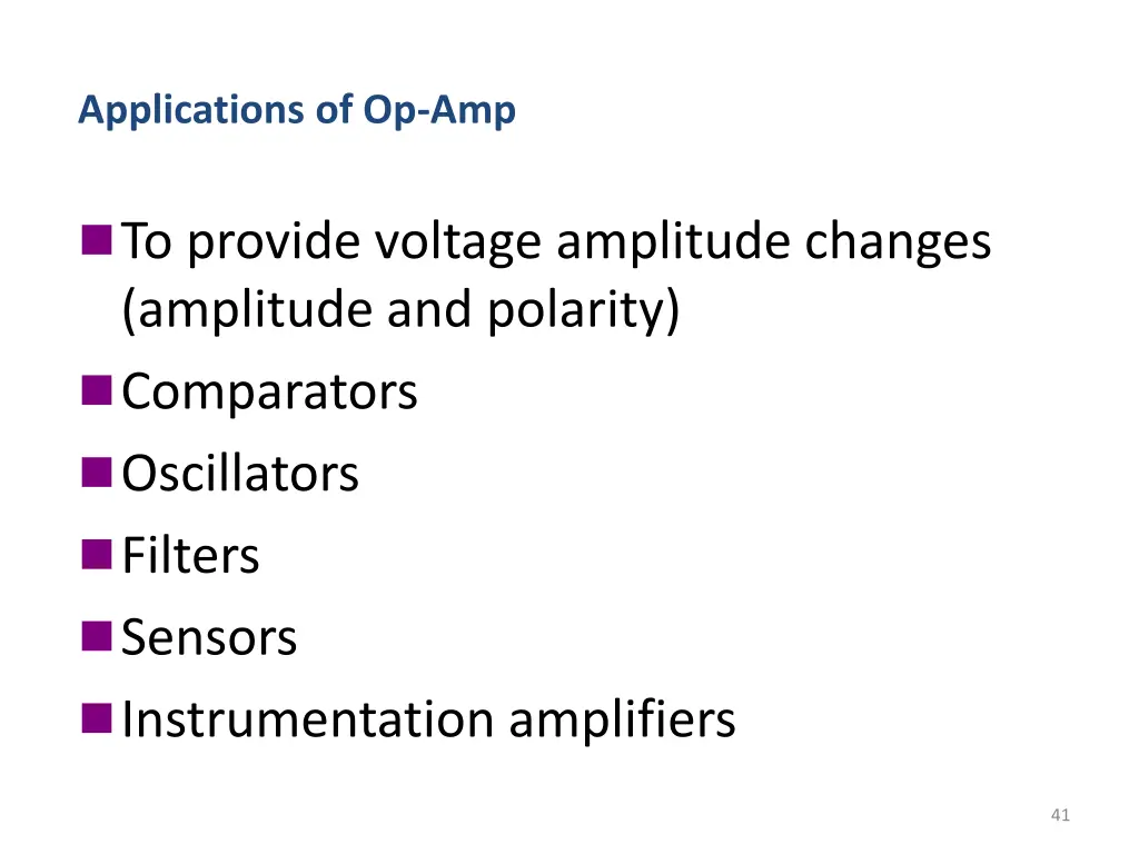 applications of op amp