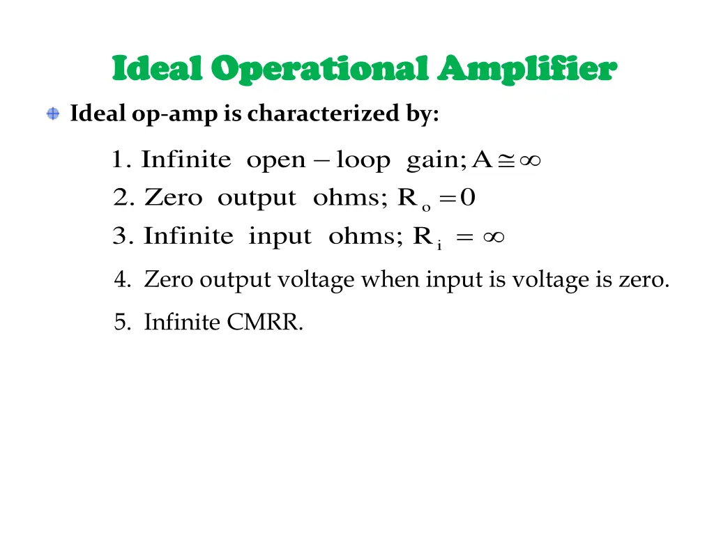 ideal operational amplifier ideal operational