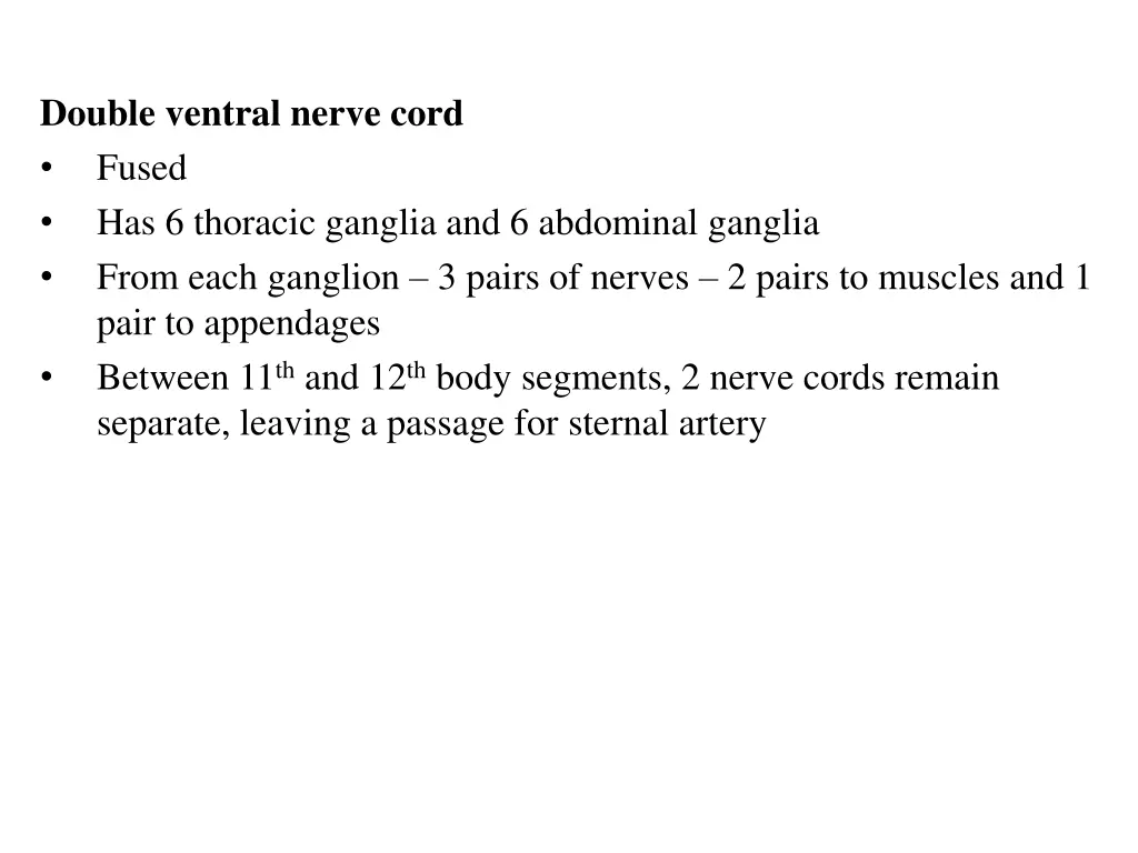 double ventral nerve cord fused has 6 thoracic