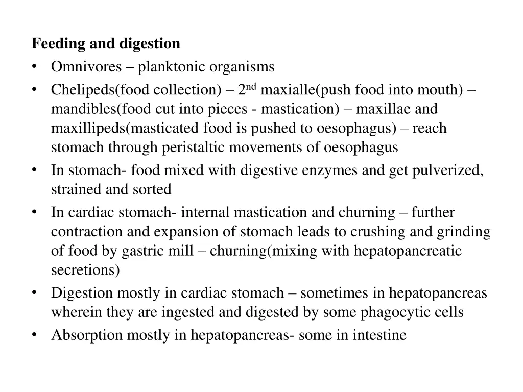 feeding and digestion omnivores planktonic