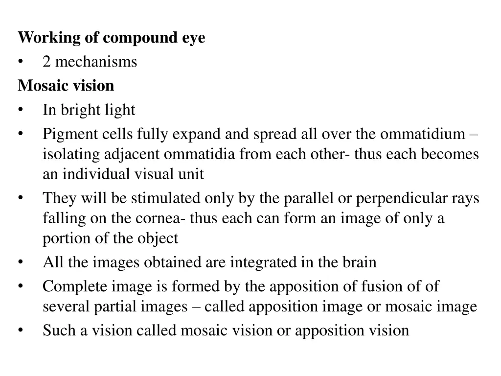 working of compound eye 2 mechanisms mosaic