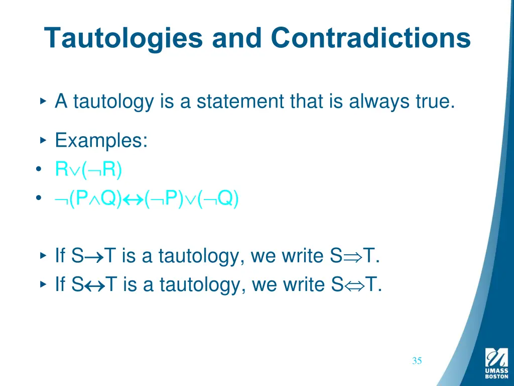 tautologies and contradictions