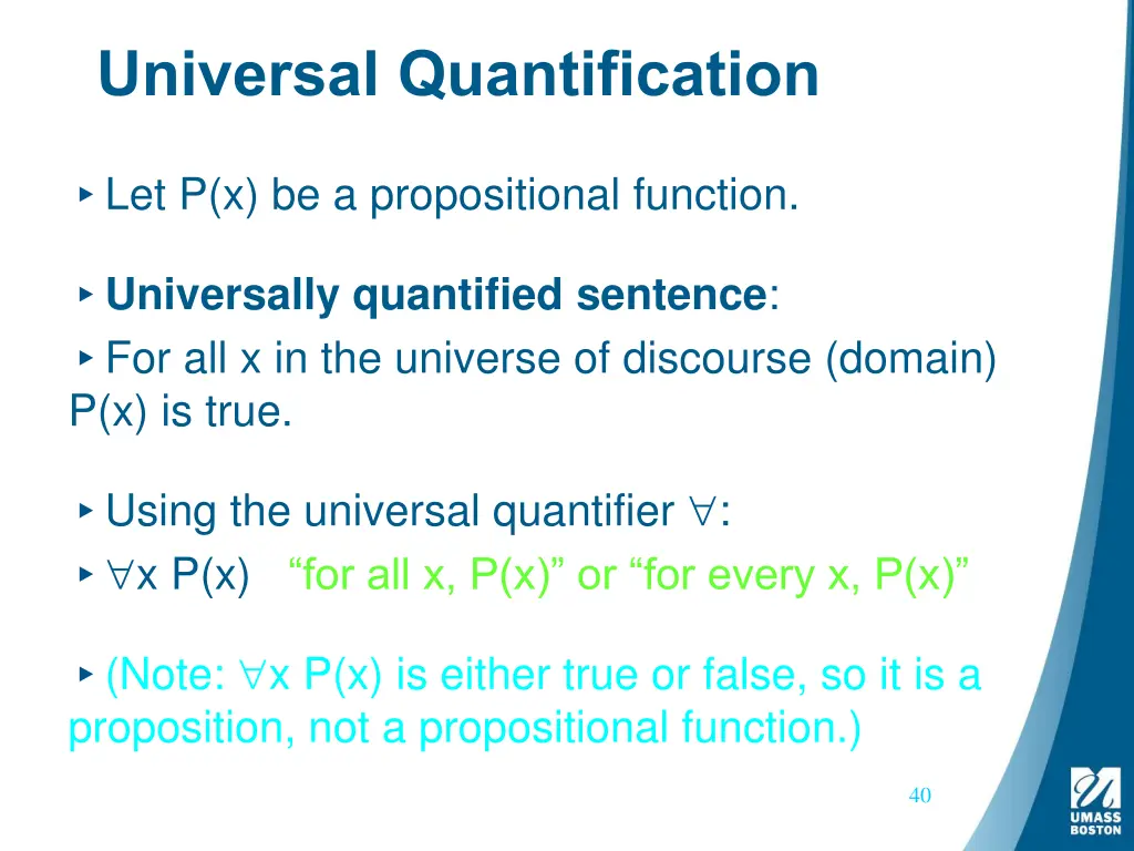 universal quantification