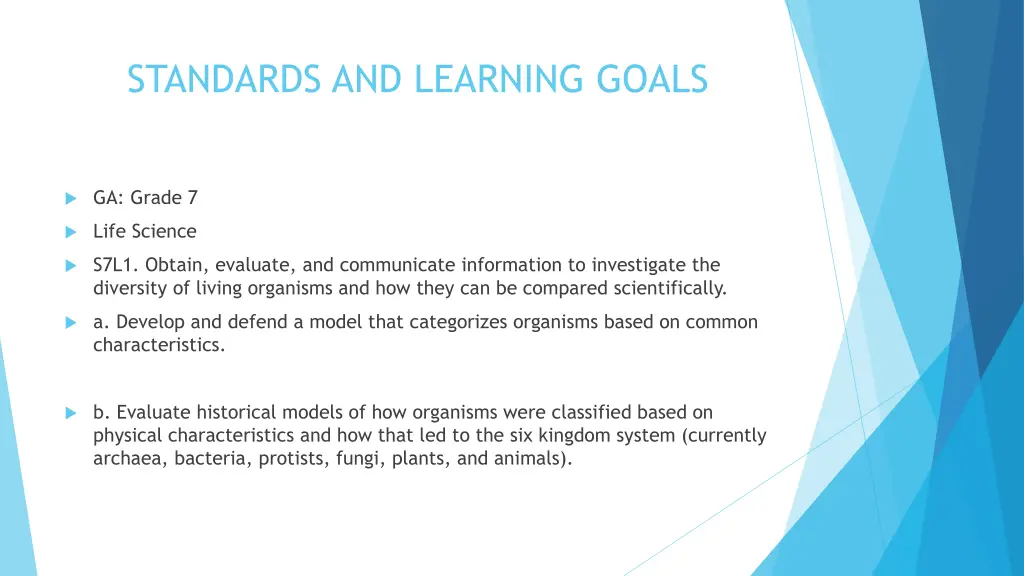standards and learning goals