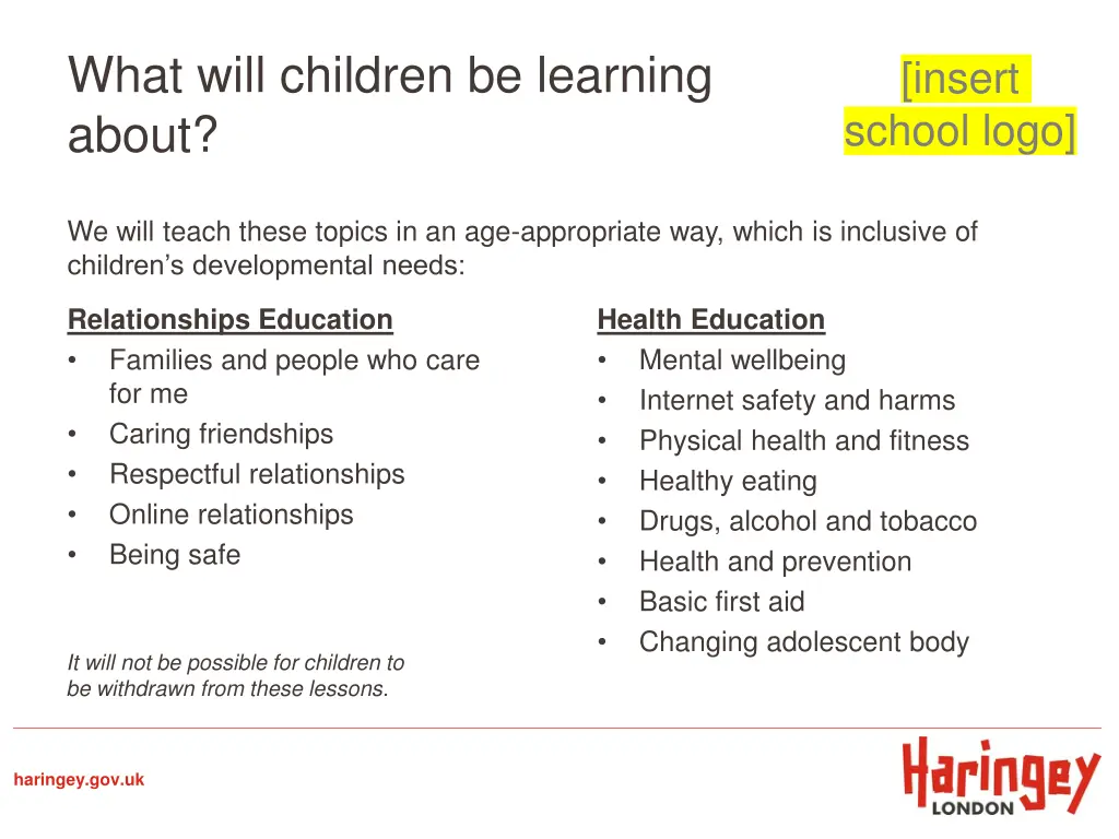 what will children be learning about