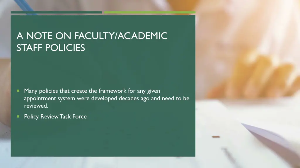 a note on faculty academic staff policies