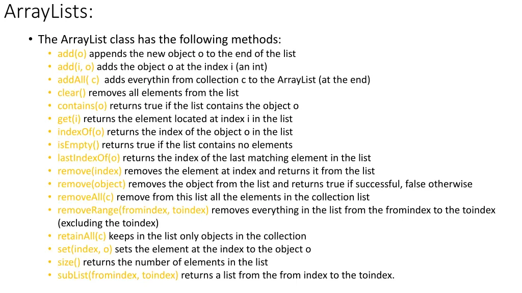 arraylists