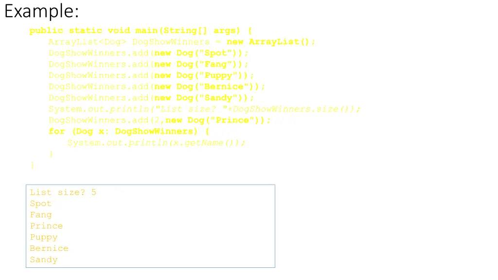 example public static void main string args