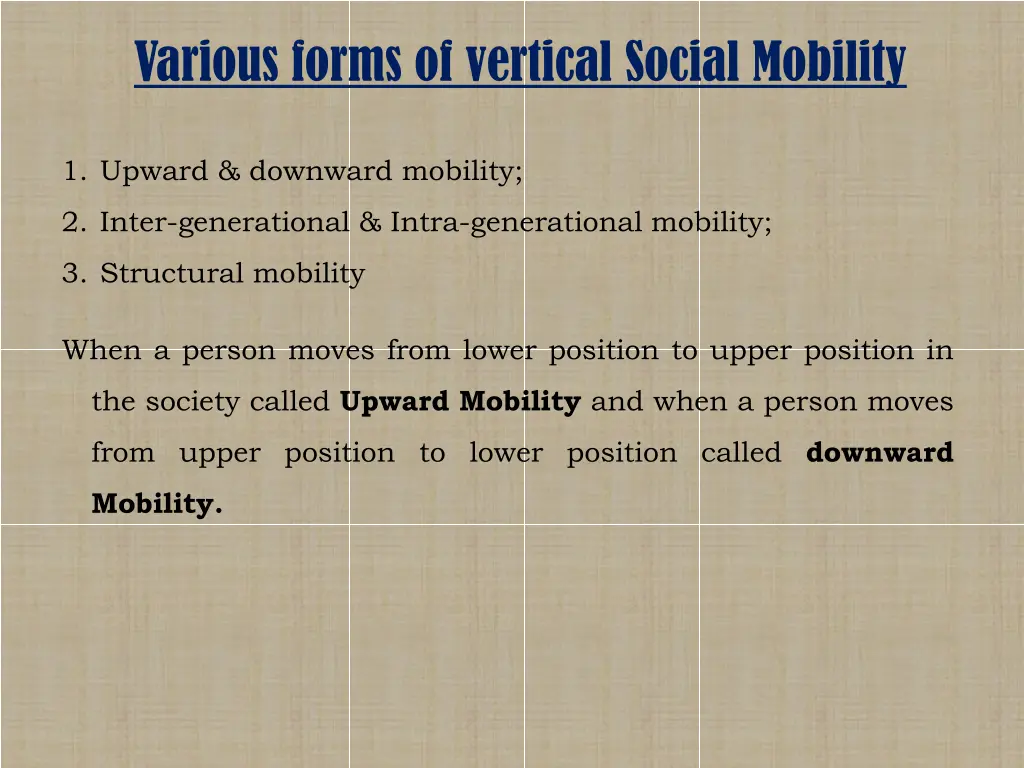 various forms of vertical social mobility