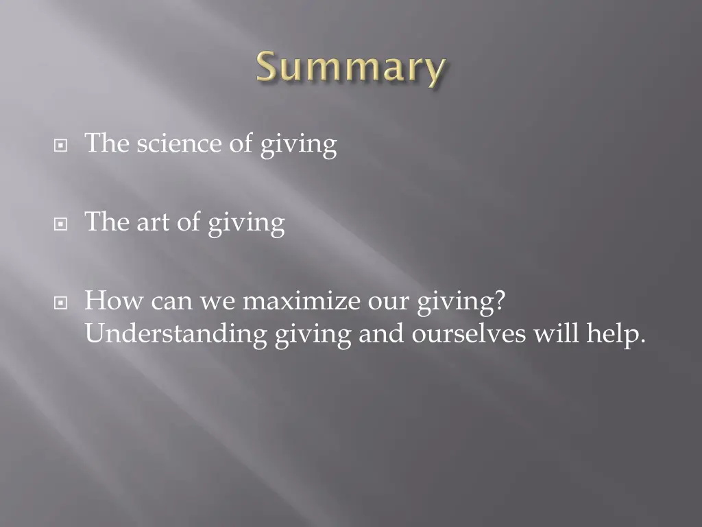the science of giving