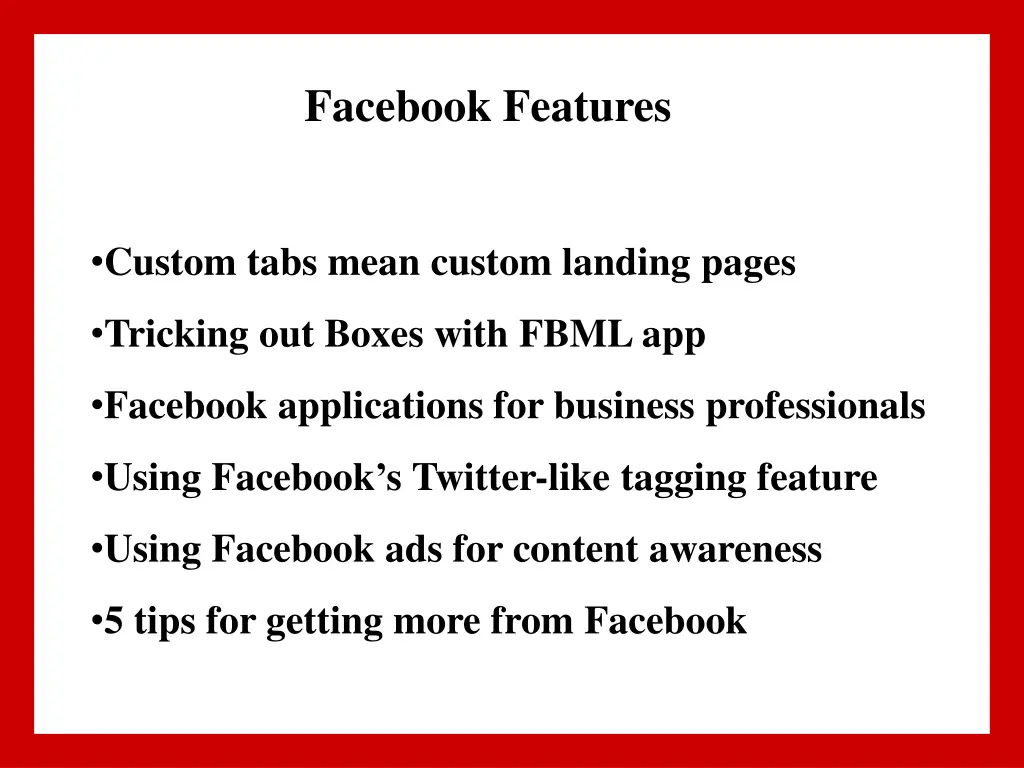 facebook features