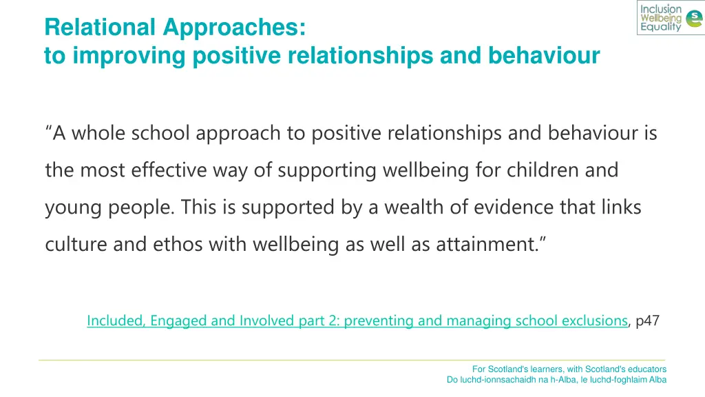 relational approaches to improving positive