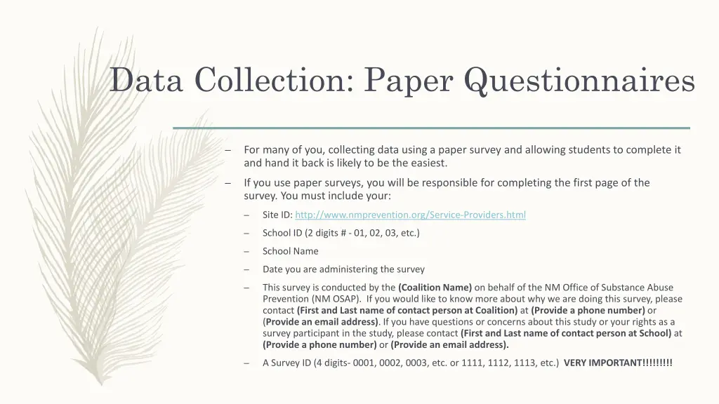 data collection paper questionnaires