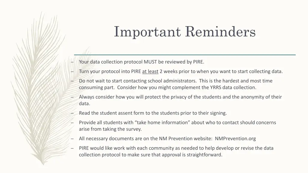 important reminders