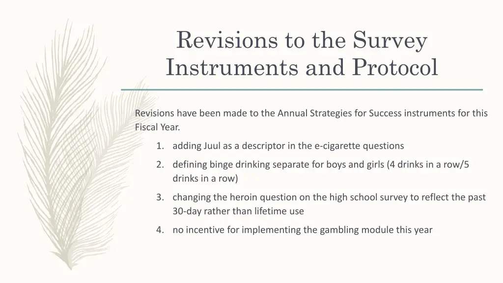 revisions to the survey instruments and protocol