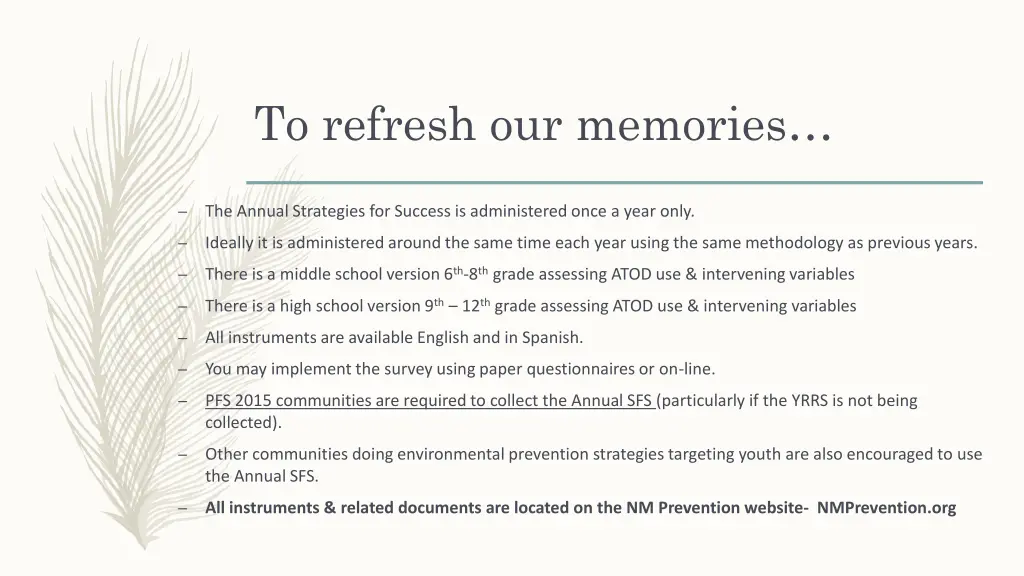 to refresh our memories