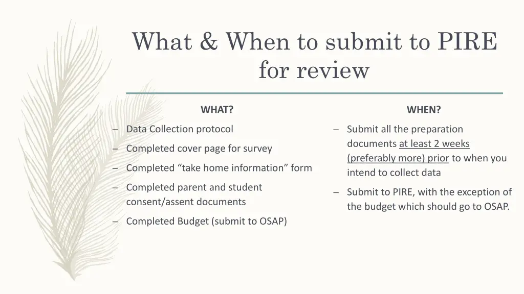 what when to submit to pire for review