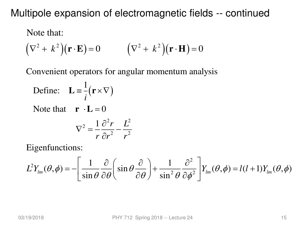 multipole expansion of electromagnetic fields