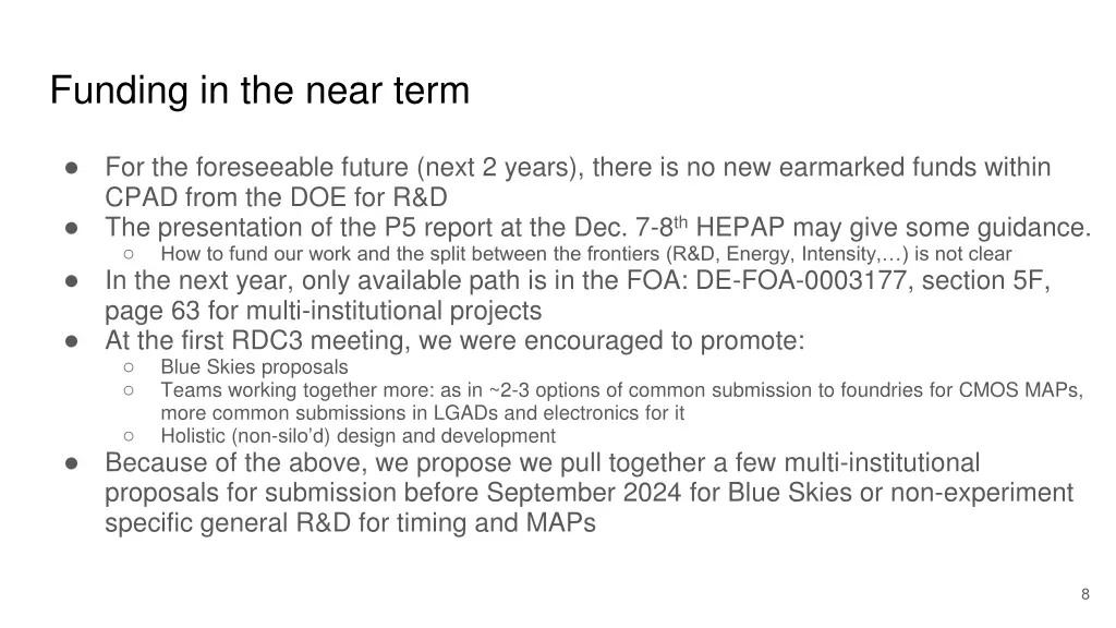funding in the near term
