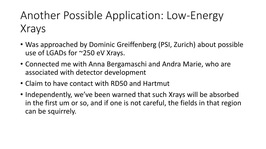 another possible application low energy xrays
