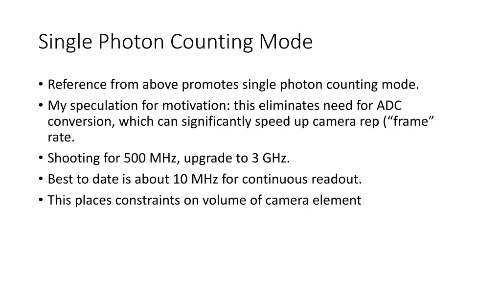 single photon counting mode