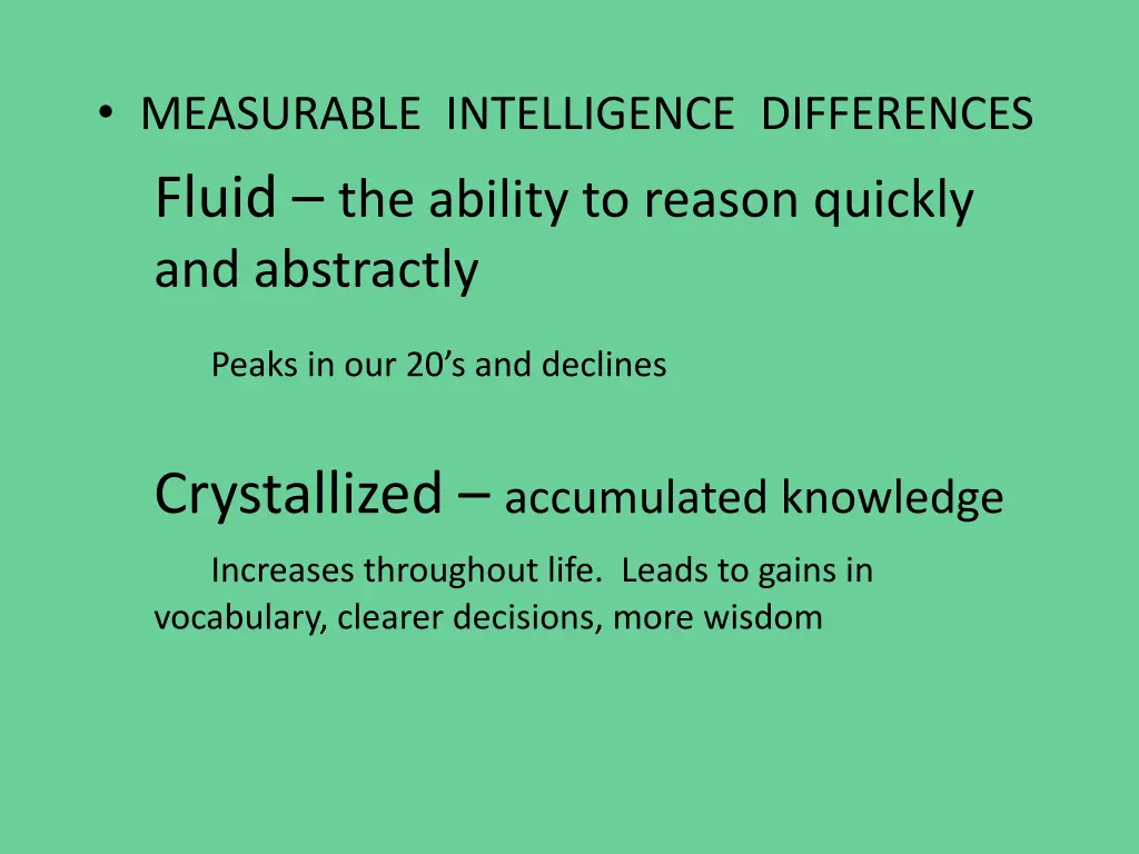 measurable intelligence differences fluid