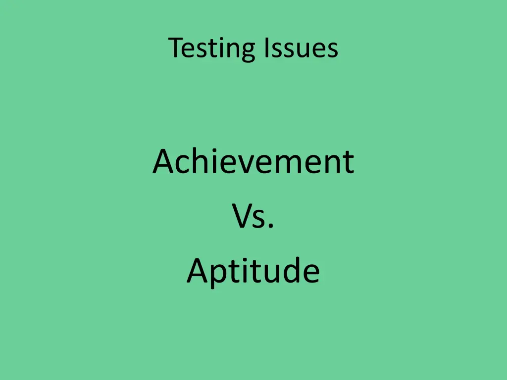 testing issues