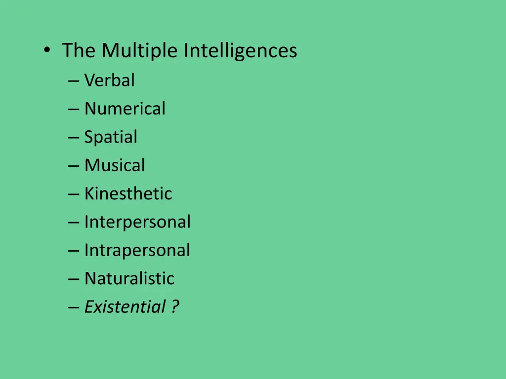 the multiple intelligences verbal numerical