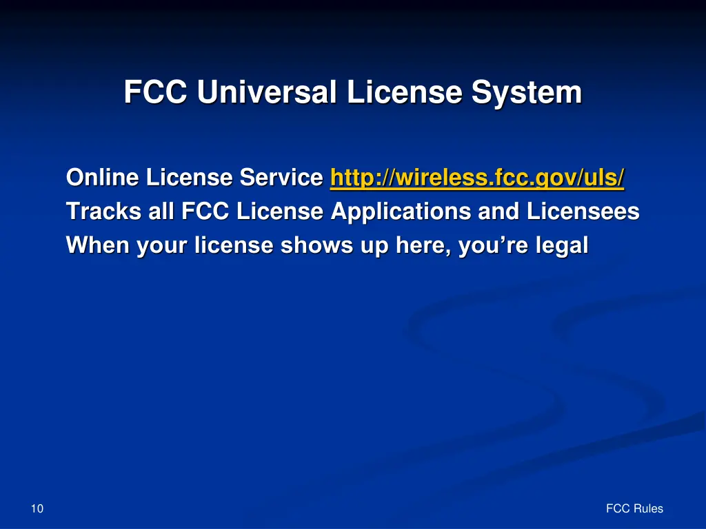 fcc universal license system