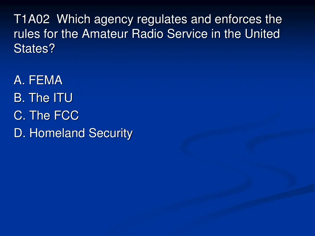 t1a02 which agency regulates and enforces