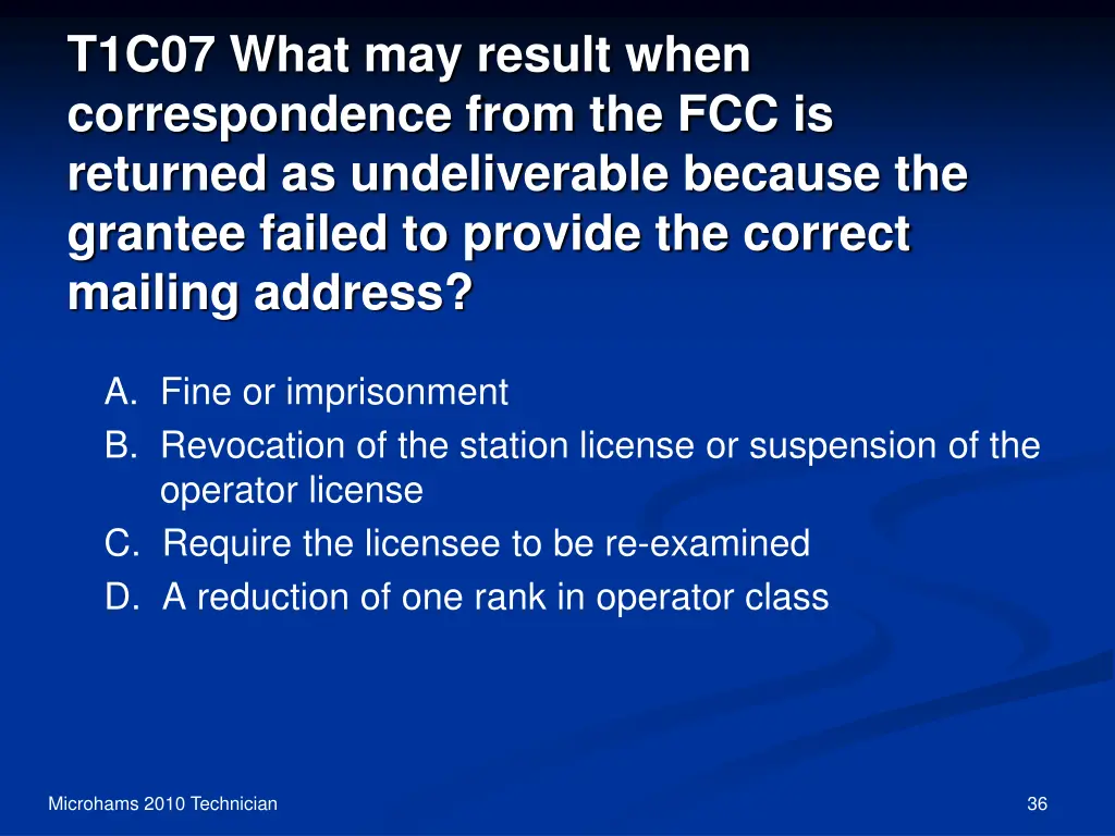 t1c07 what may result when correspondence from