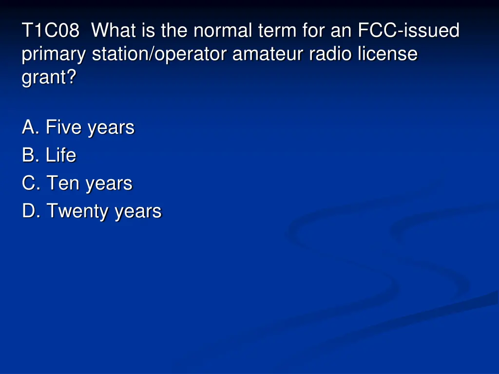 t1c08 what is the normal term for an fcc issued