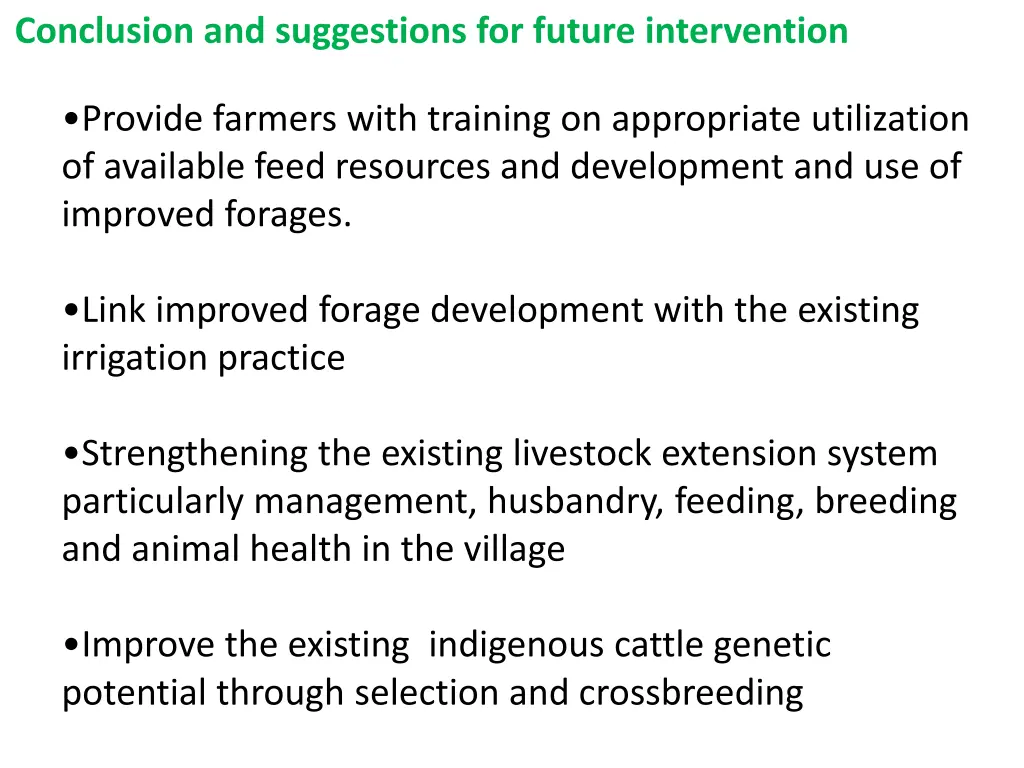 conclusion and suggestions for future intervention