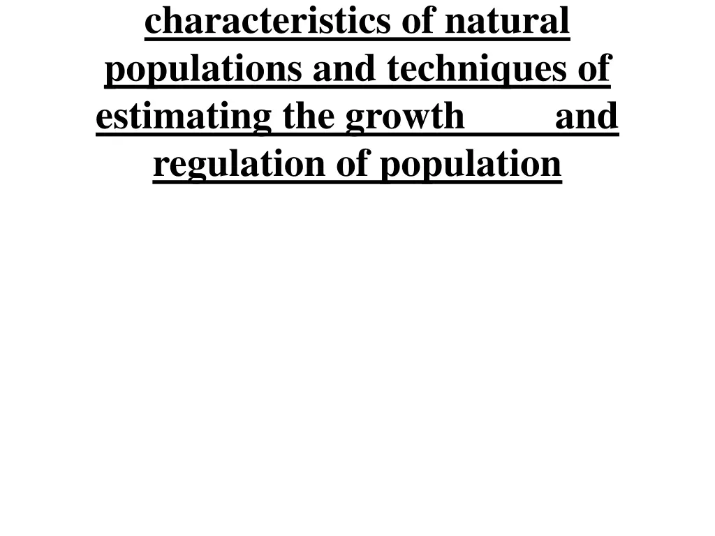 characteristics of natural populations