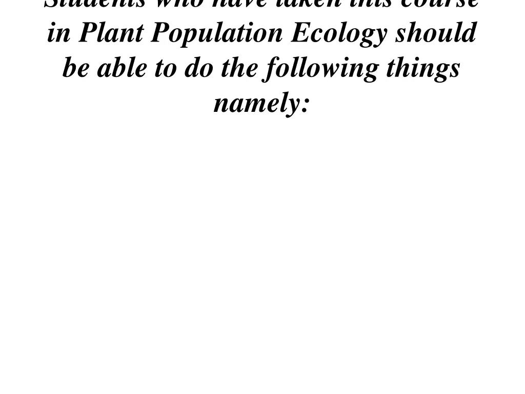 students who have taken this course in plant