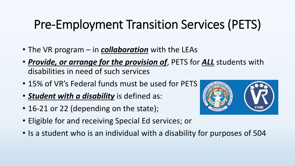 pre pre employment transition services pets
