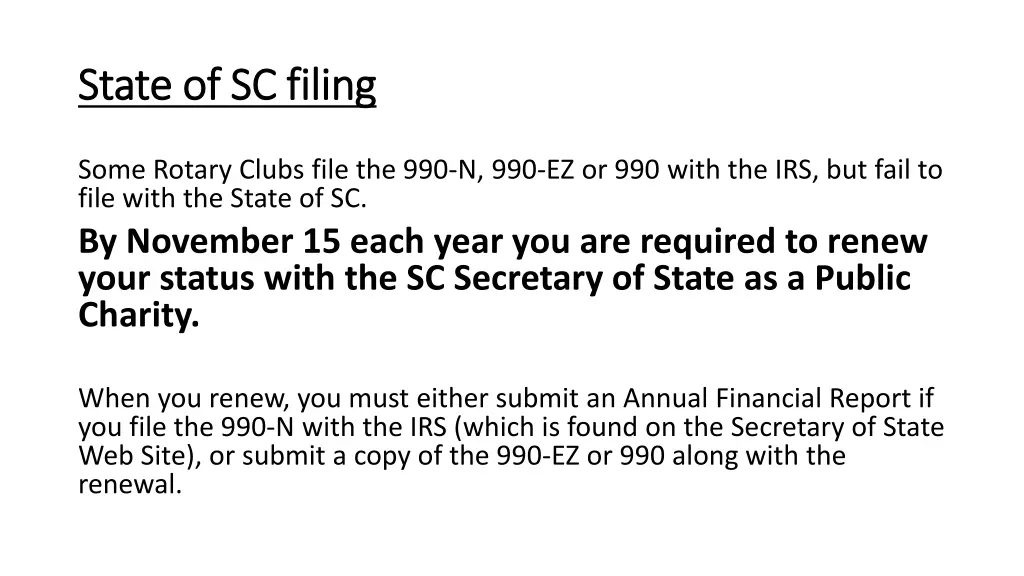 state of sc filing state of sc filing