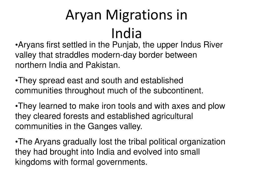 aryan migrations in india aryans first settled