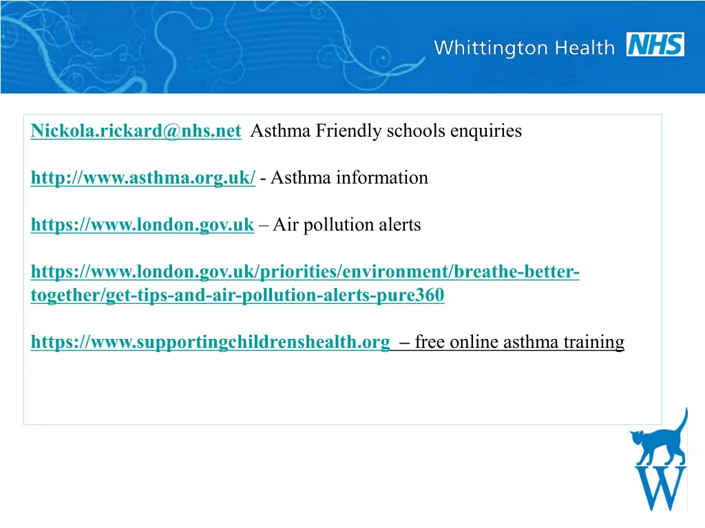 nickola rickard@nhs net asthma friendly schools