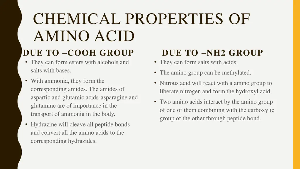 chemical properties of amino acid due to cooh