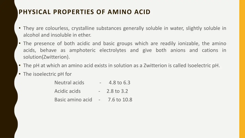 physical properties of amino acid