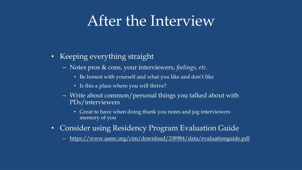 after the interview