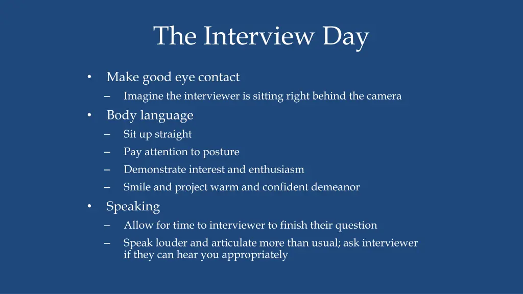 the interview day 1