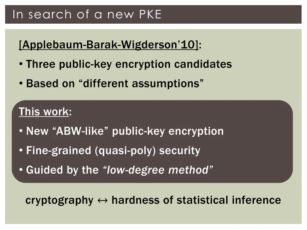 in search of a new pke