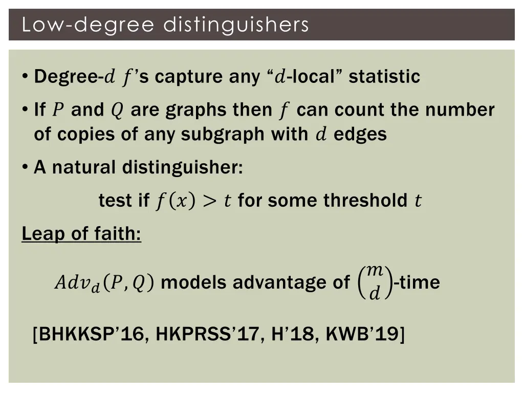 low degree distinguishers